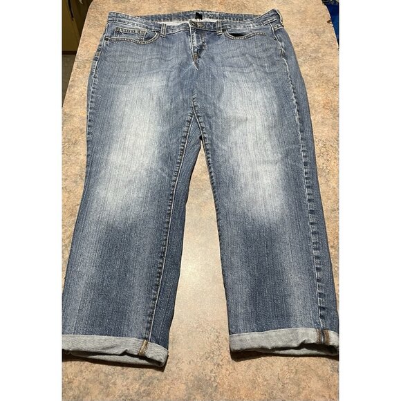 Gap Jeans Women's Boyfriend High Rise Crop Blue Stretch Denim Capri Sz. 18/34R - Picture 1 of 8